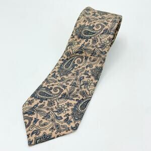 Oscar de la Renta Silk Tie Pink‎ Blue Paisley Jacquard Necktie